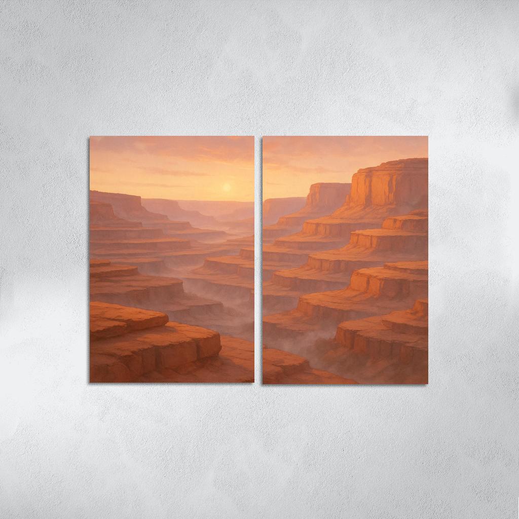 Amber Dawn Above The Terraced Cliffs framed paintings