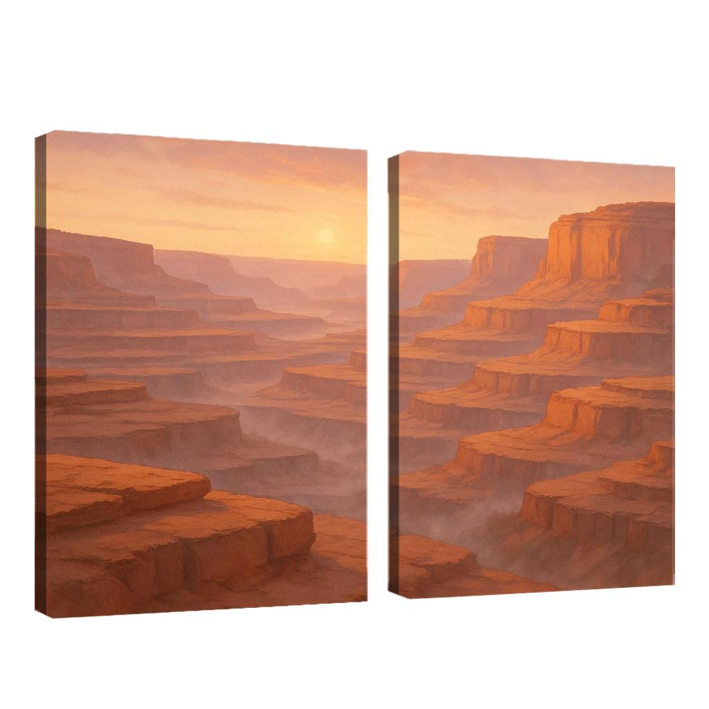 Amber Dawn Above The Terraced Cliffs framed paintings