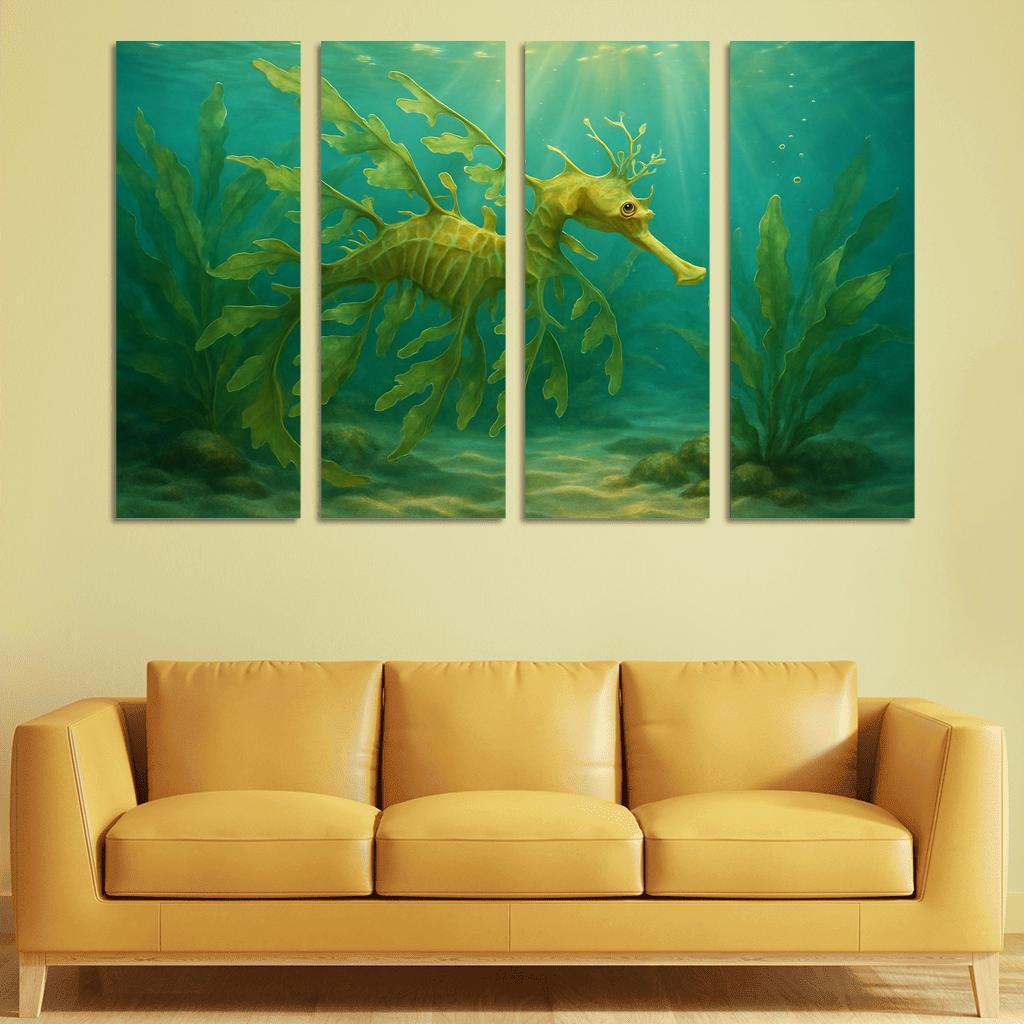 Leafy Sea Dragon Drifting In Kelp Forest Light home decor