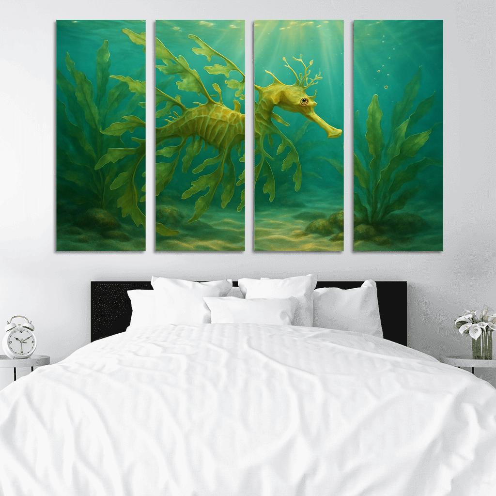 Leafy Sea Dragon Drifting In Kelp Forest Light home decor