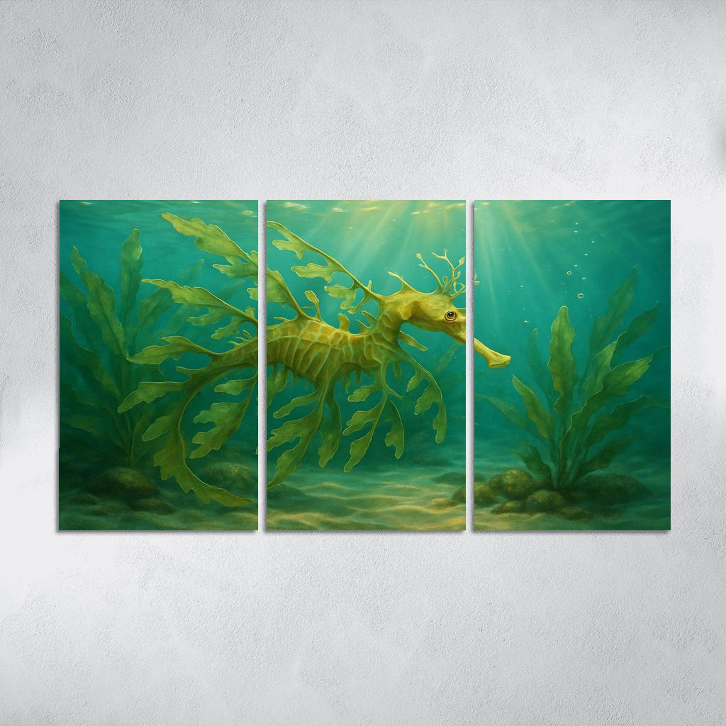 Leafy Sea Dragon Drifting In Kelp Forest Light home decor