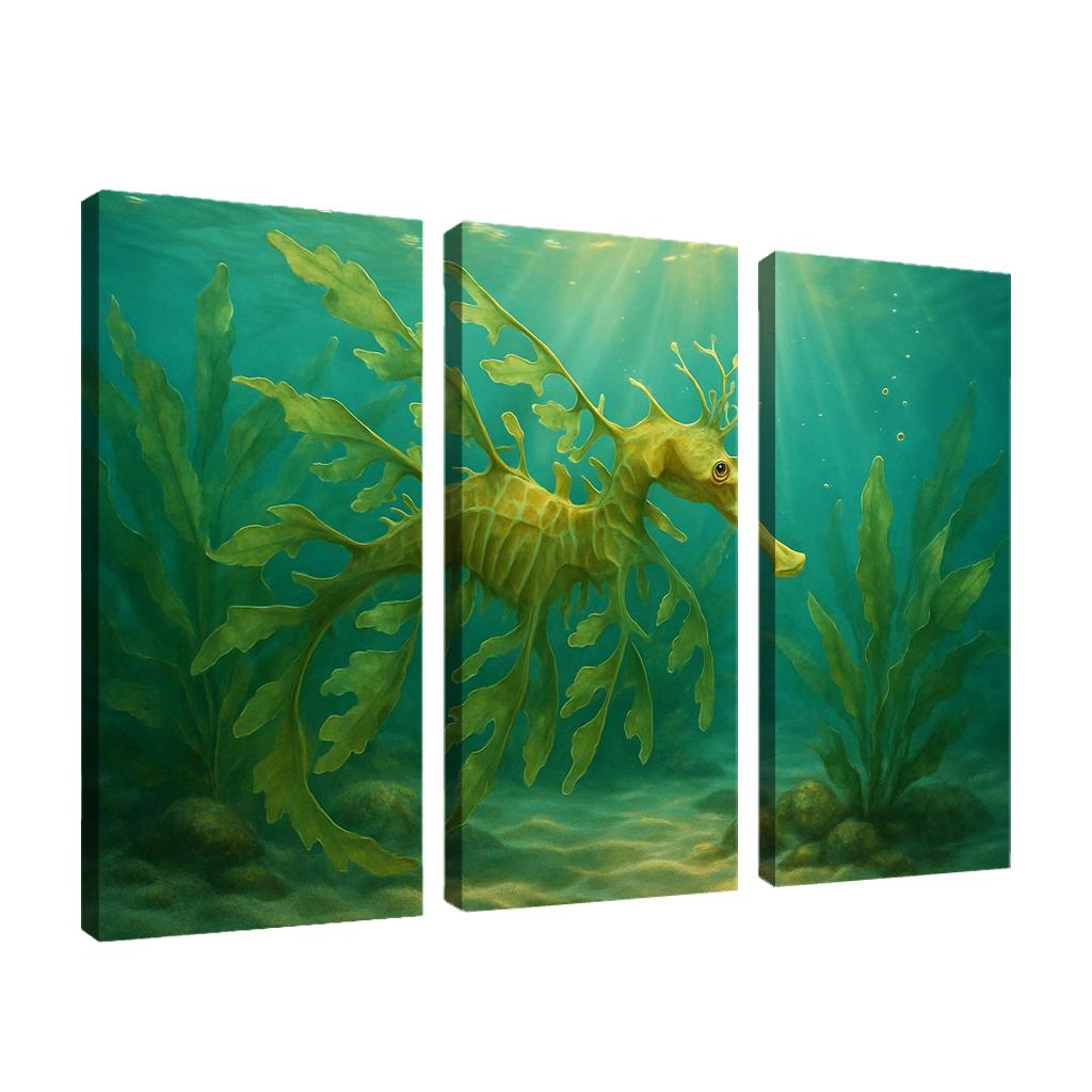 Leafy Sea Dragon Drifting In Kelp Forest Light home decor