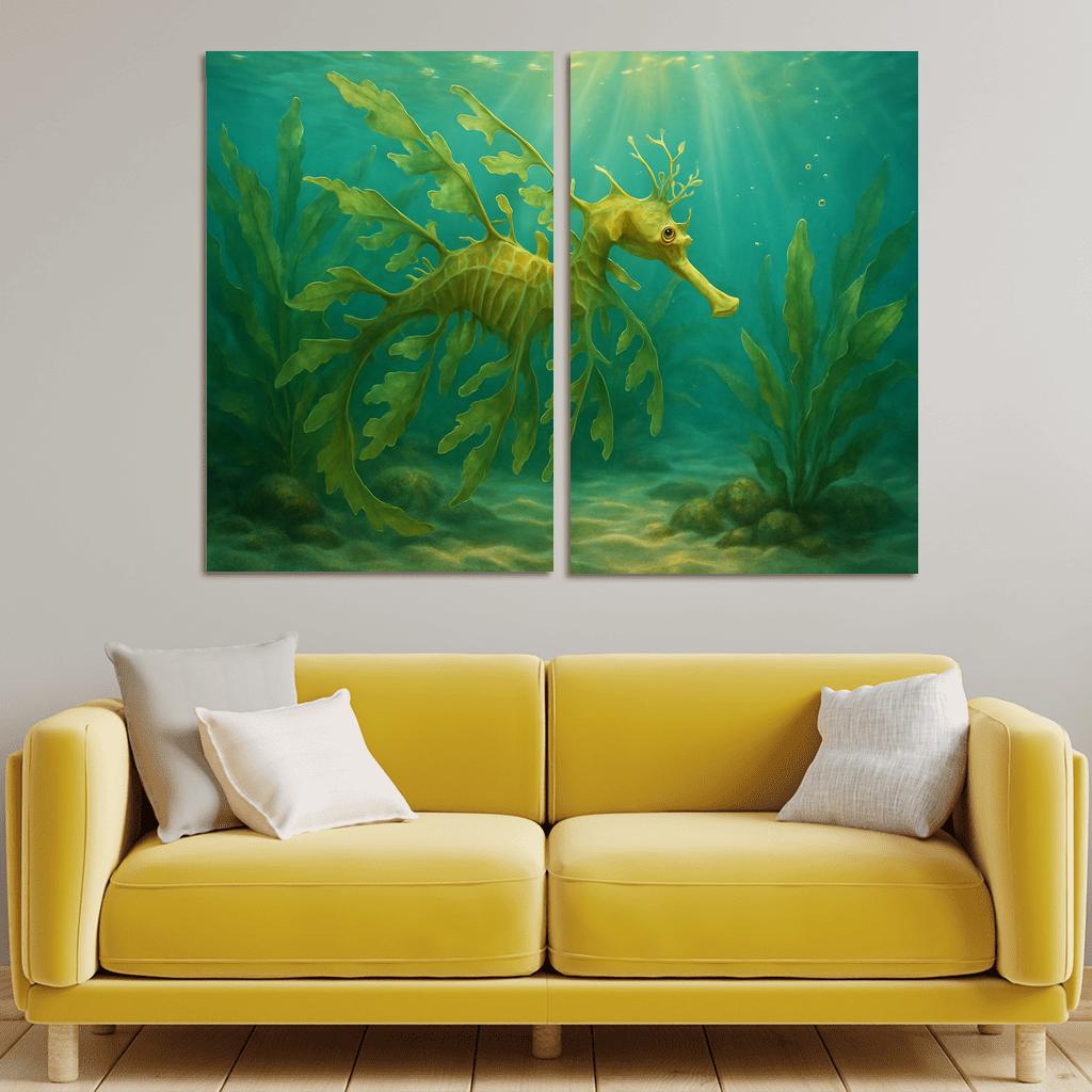 Leafy Sea Dragon Drifting In Kelp Forest Light home decor