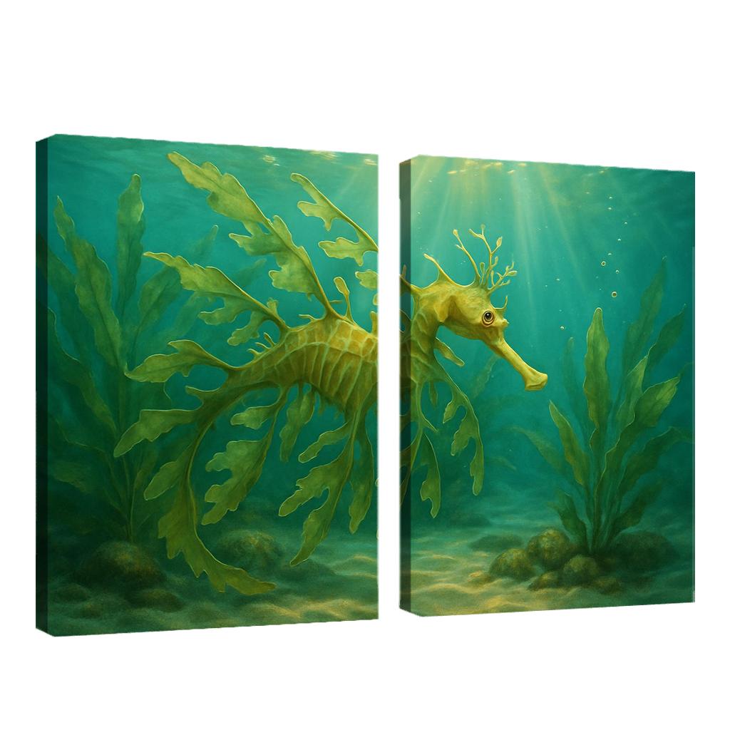 Leafy Sea Dragon Drifting In Kelp Forest Light home decor