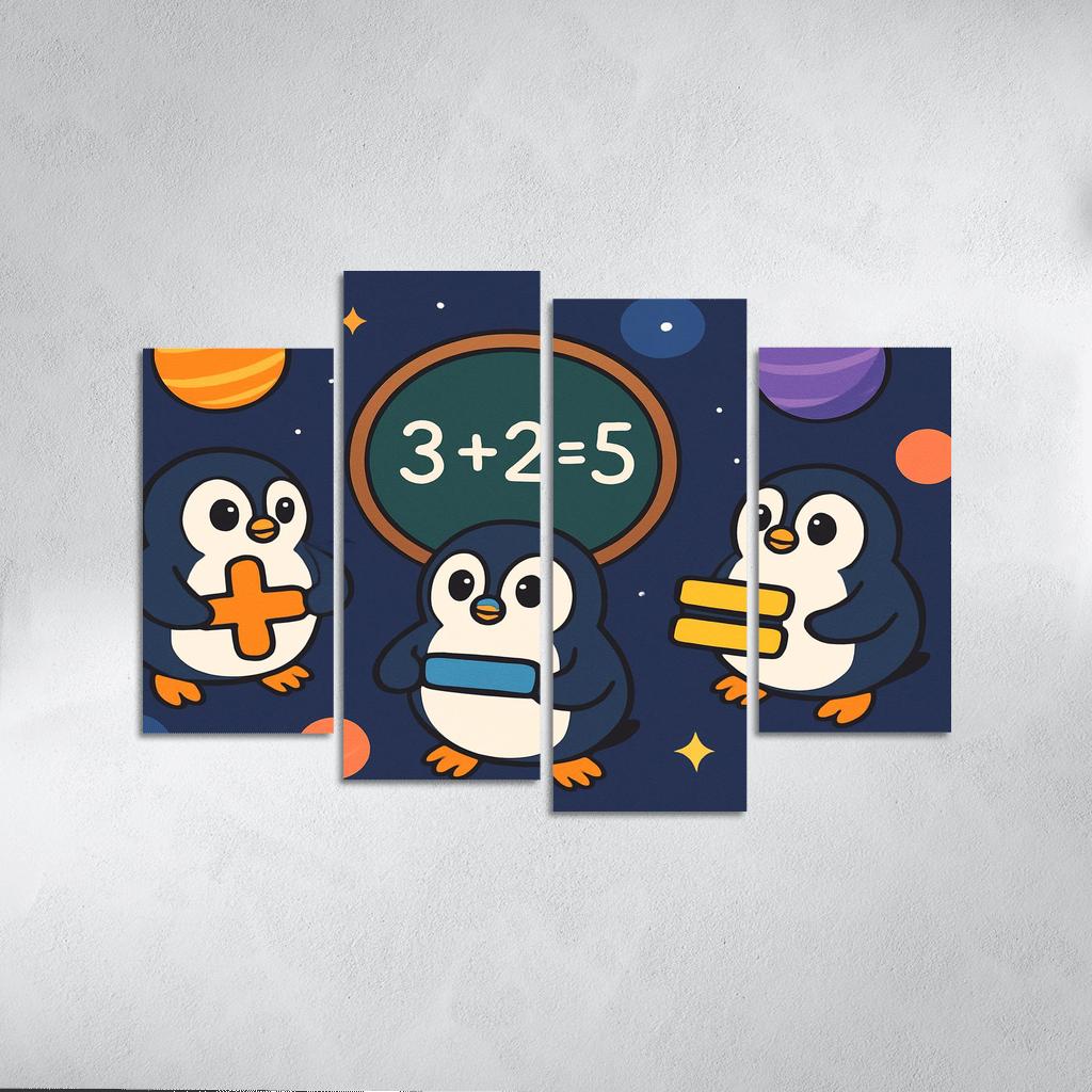 Galaxy Math Penguins framed paintings