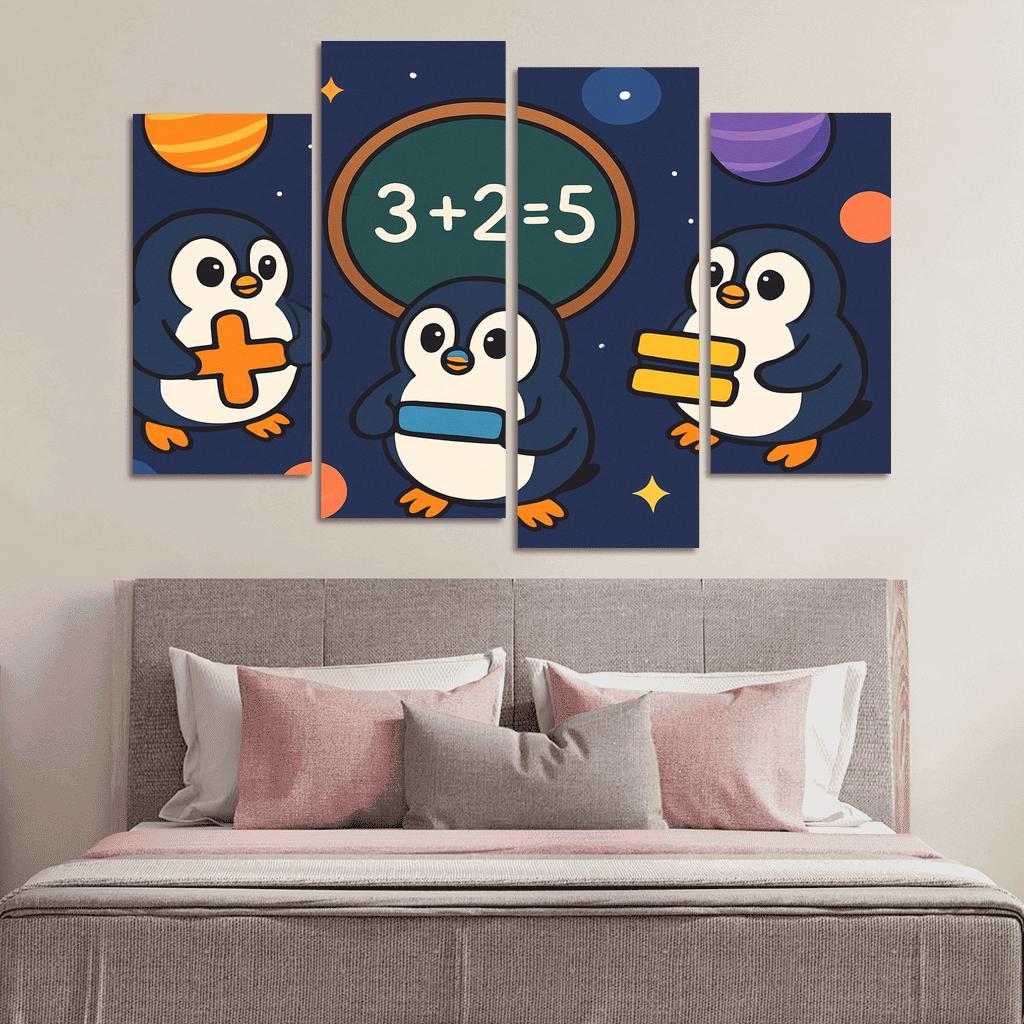 Galaxy Math Penguins framed paintings