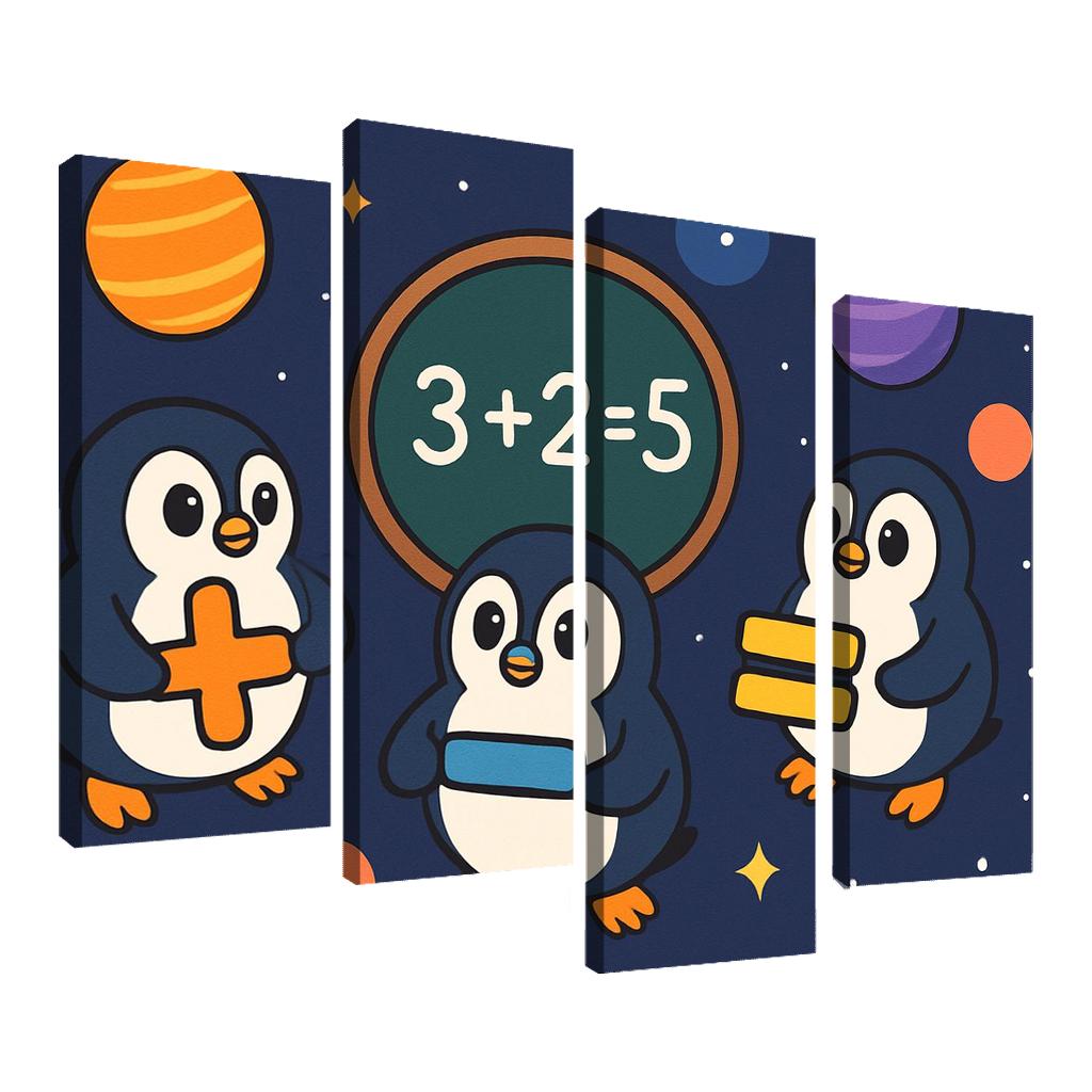 Galaxy Math Penguins framed paintings