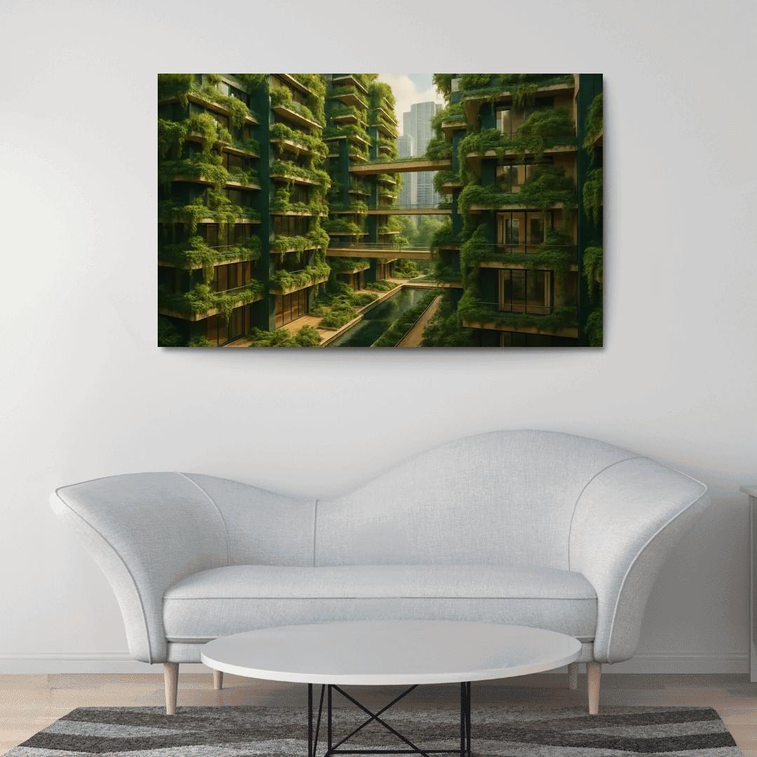 Symbiotic Vertical Forest Courtyards multi-panel paintings