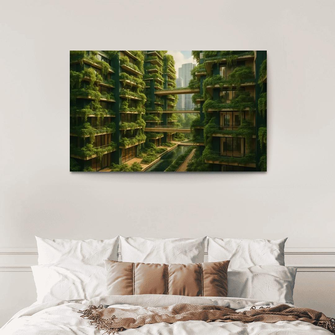 Symbiotic Vertical Forest Courtyards multi-panel paintings