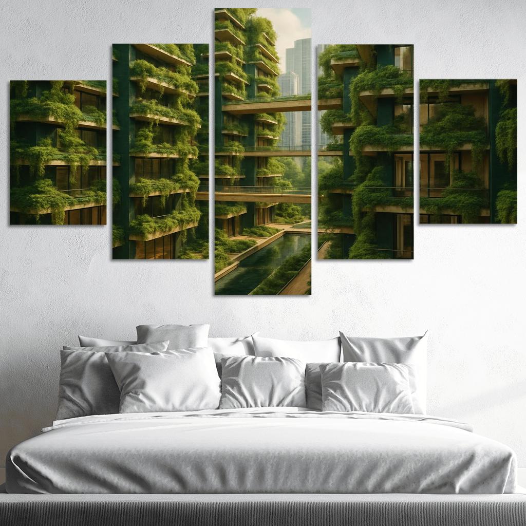 Symbiotic Vertical Forest Courtyards multi-panel paintings