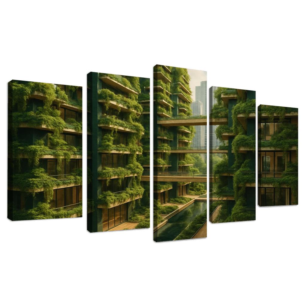 Symbiotic Vertical Forest Courtyards multi-panel paintings