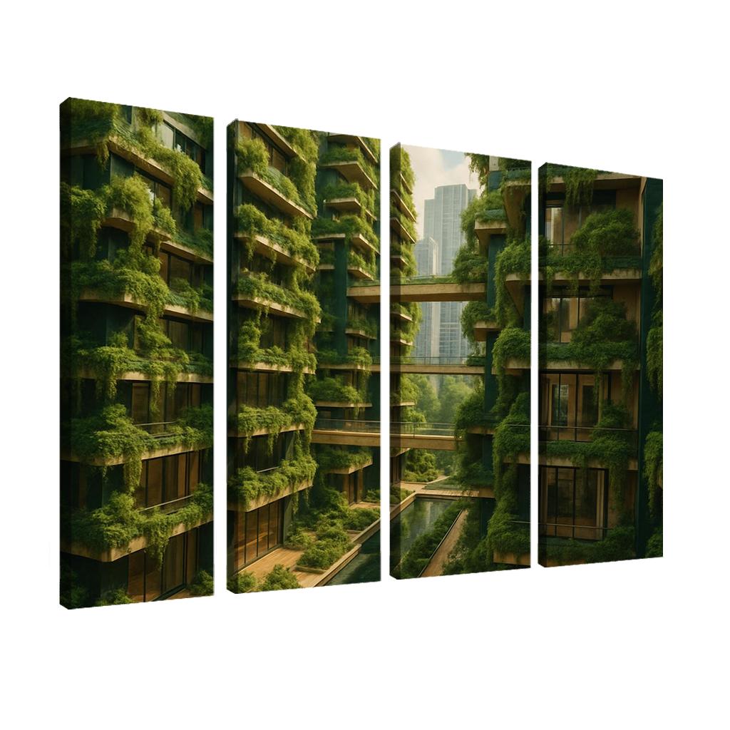 Symbiotic Vertical Forest Courtyards multi-panel paintings