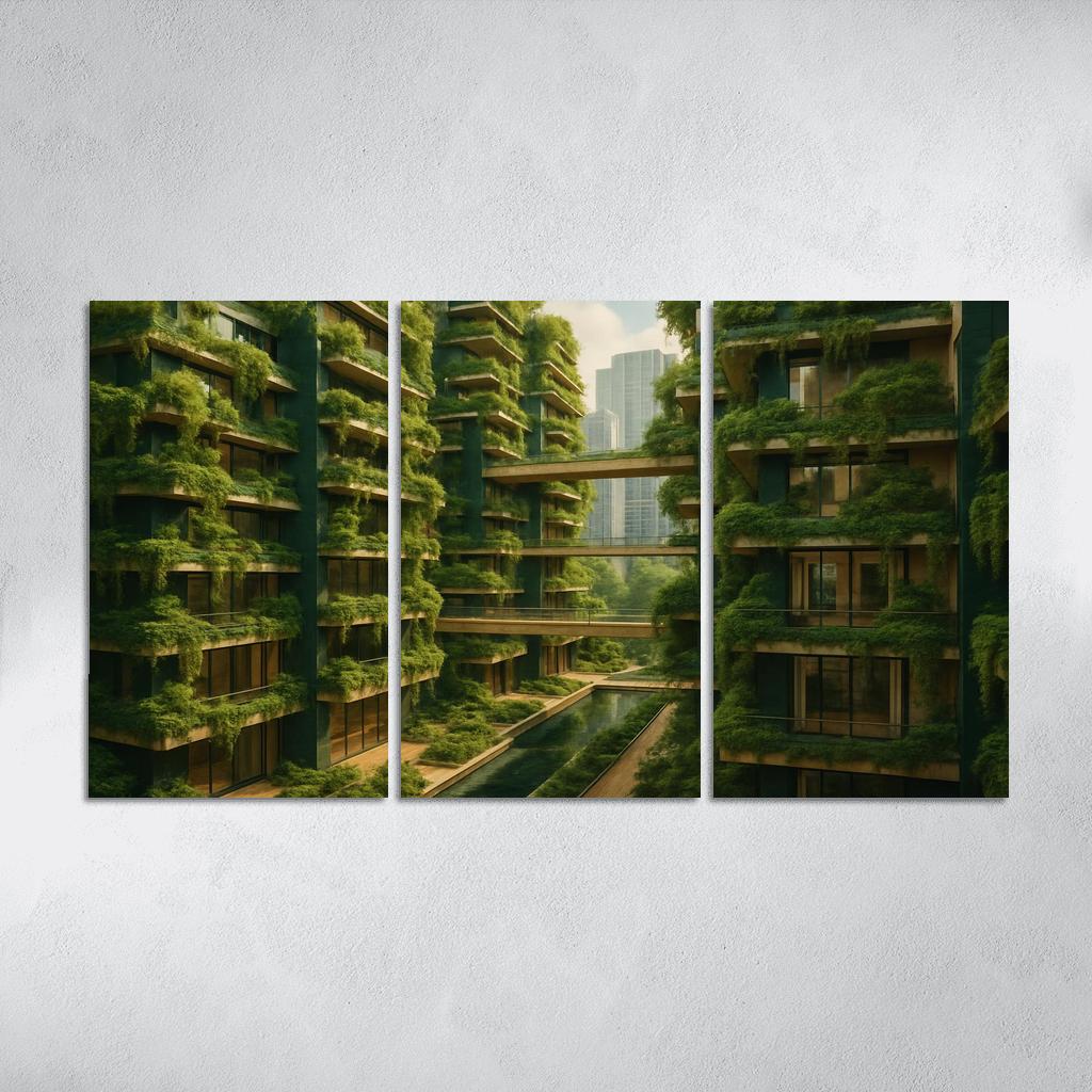 Symbiotic Vertical Forest Courtyards multi-panel paintings