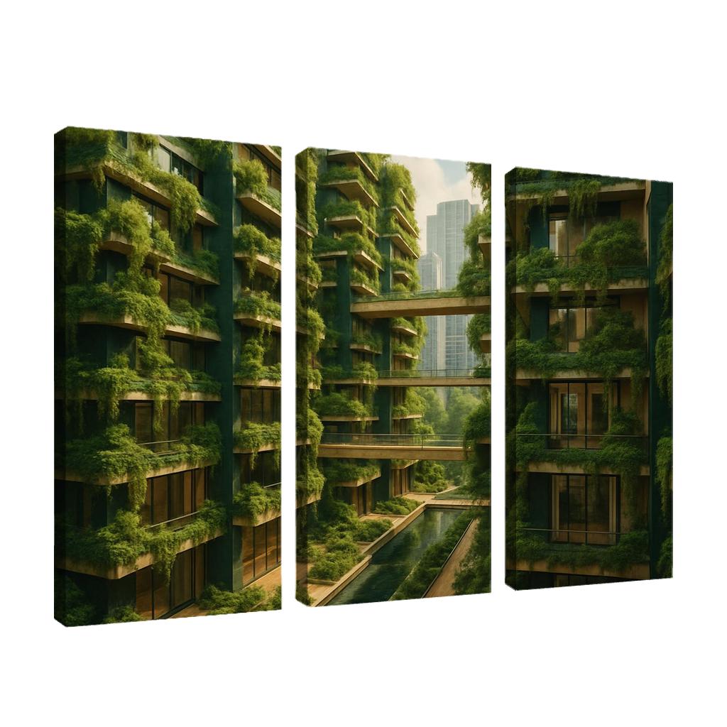 Symbiotic Vertical Forest Courtyards multi-panel paintings