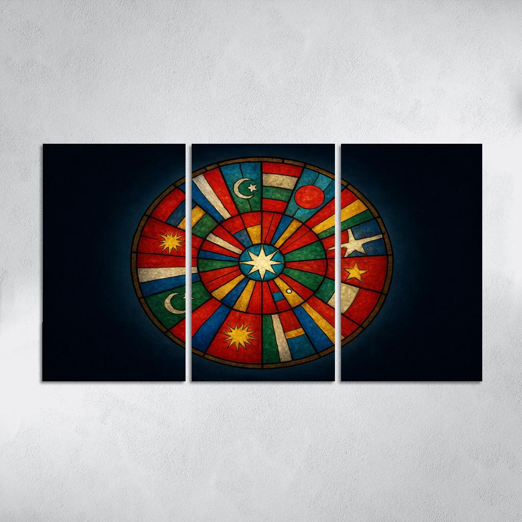 Celestial Mosaic Of World Banners oil paintings frame