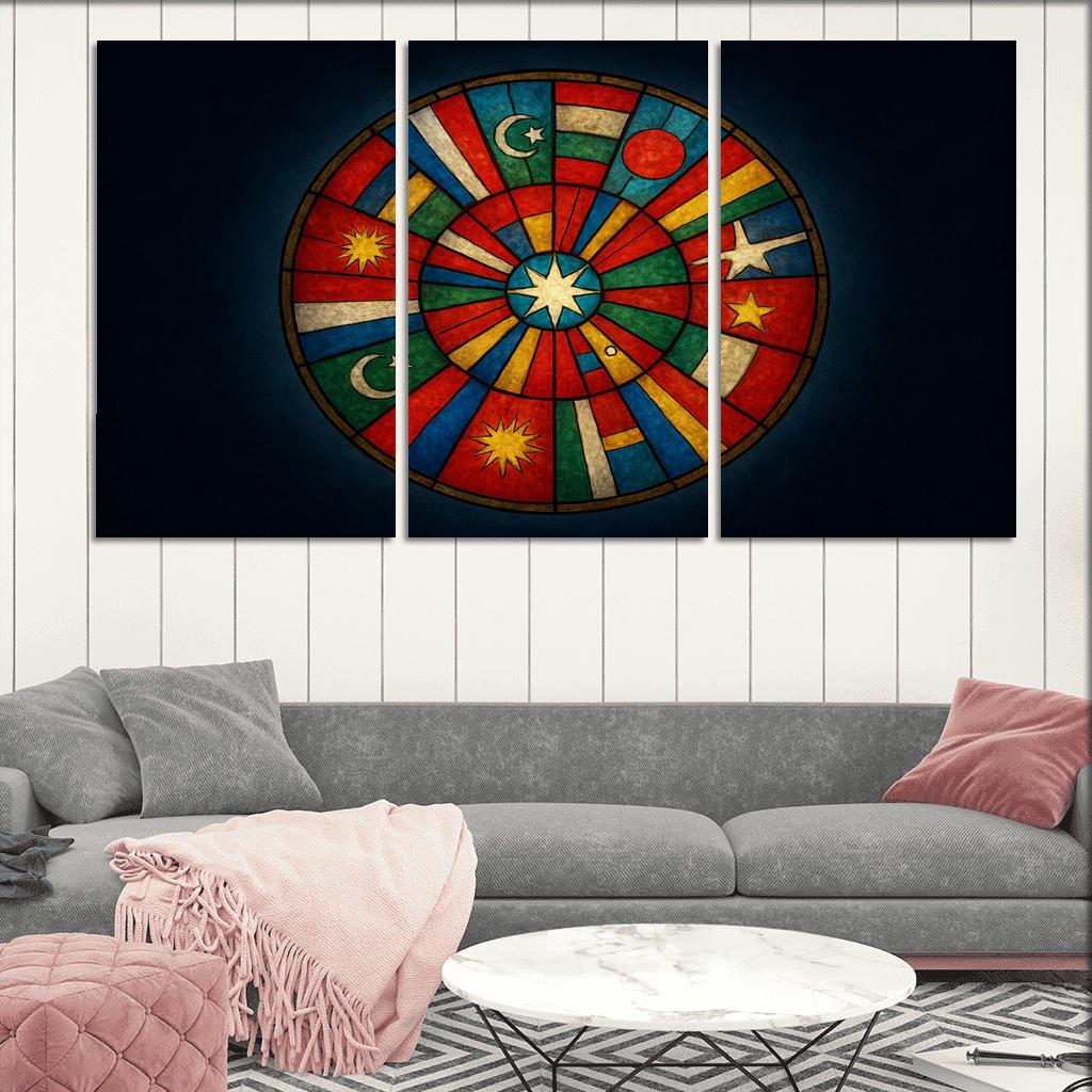 Celestial Mosaic Of World Banners oil paintings frame