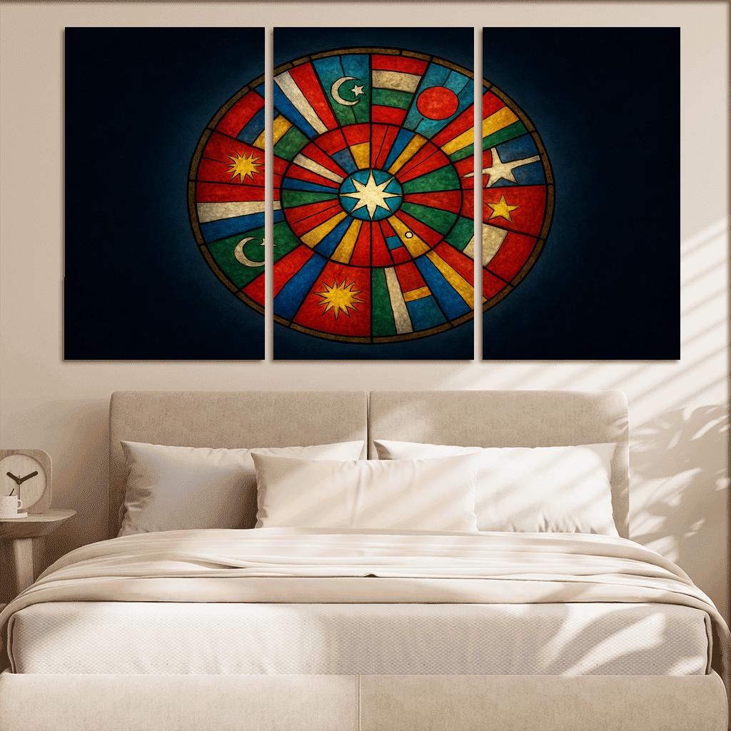 Celestial Mosaic Of World Banners oil paintings frame