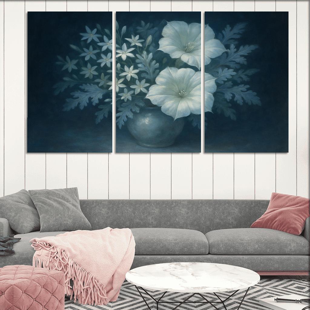 Nocturnal Moonlit Garden Bouquet modern paintings frame
