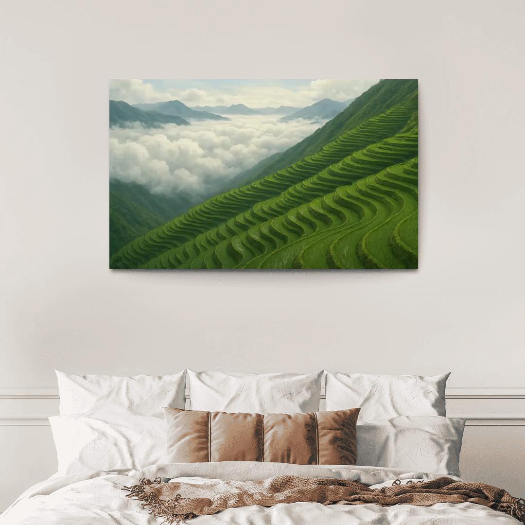Emerald Terraces Above The Cloud Sea oil paintings frame