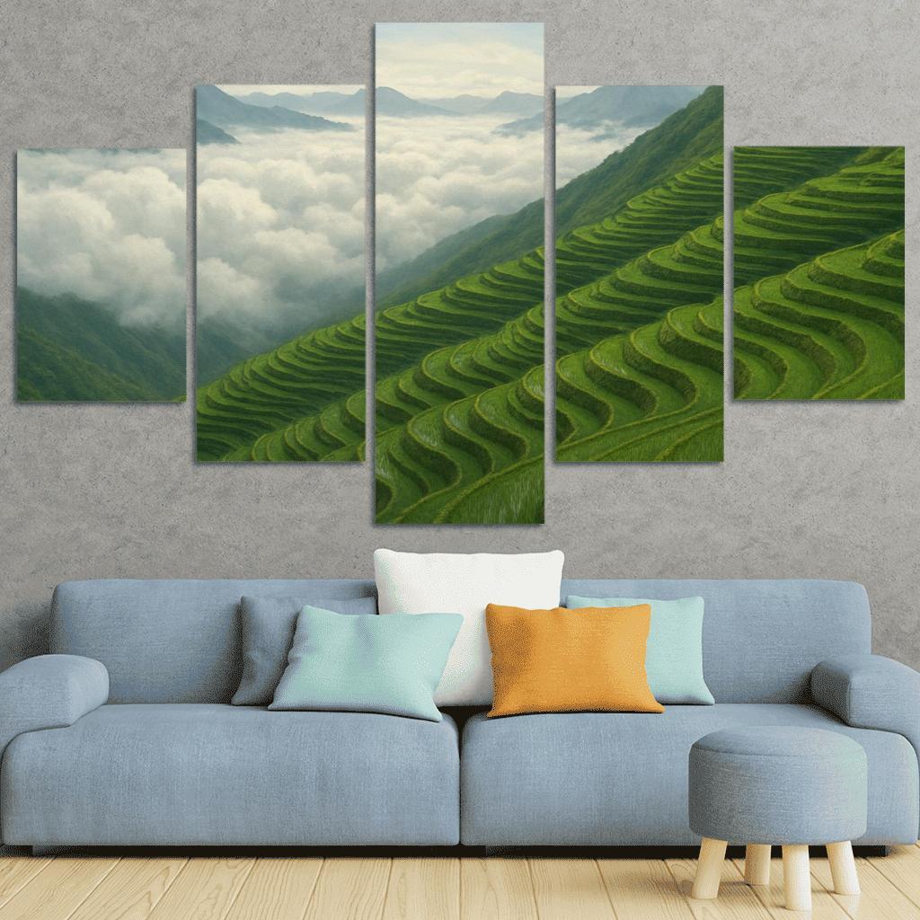 Emerald Terraces Above The Cloud Sea oil paintings frame