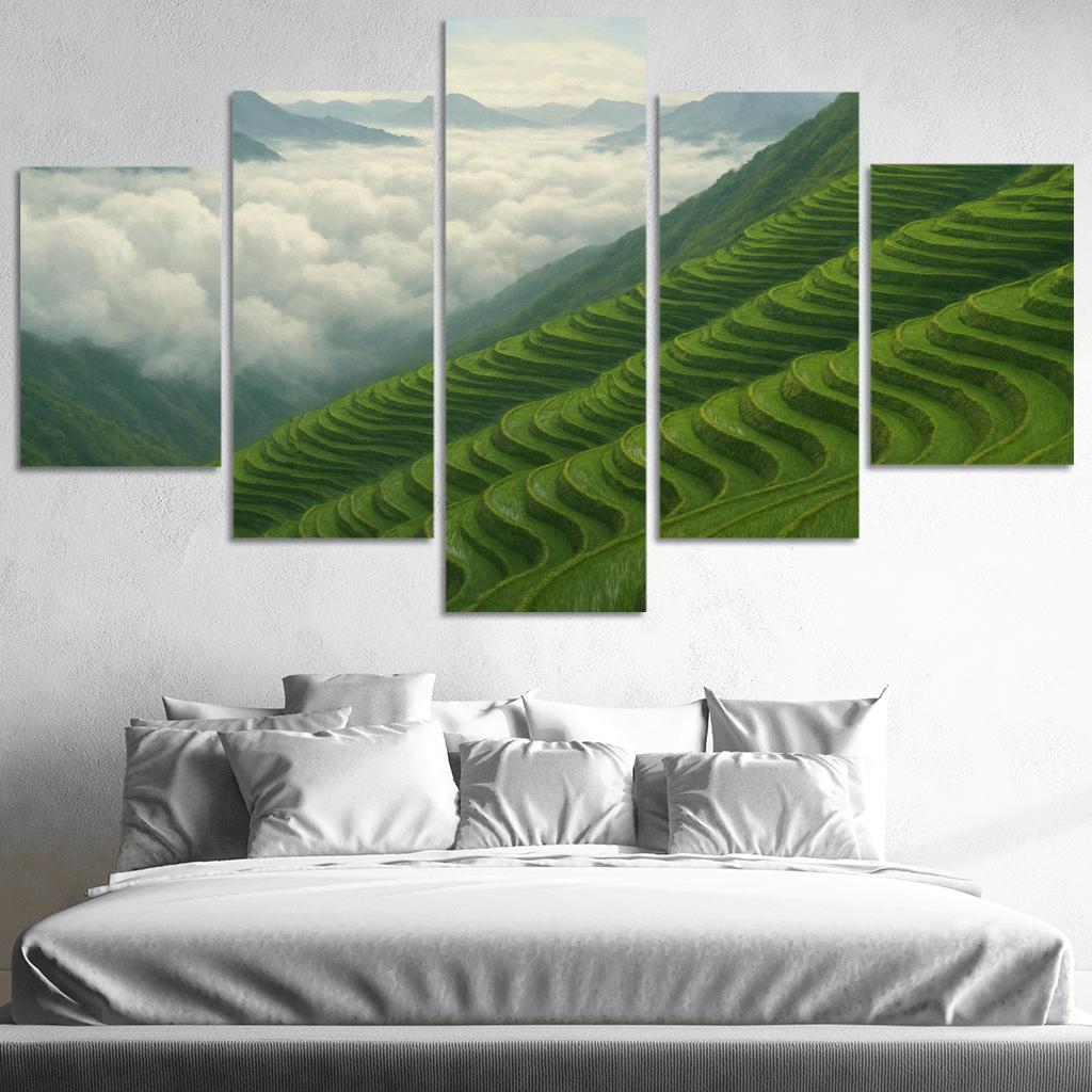Emerald Terraces Above The Cloud Sea oil paintings frame