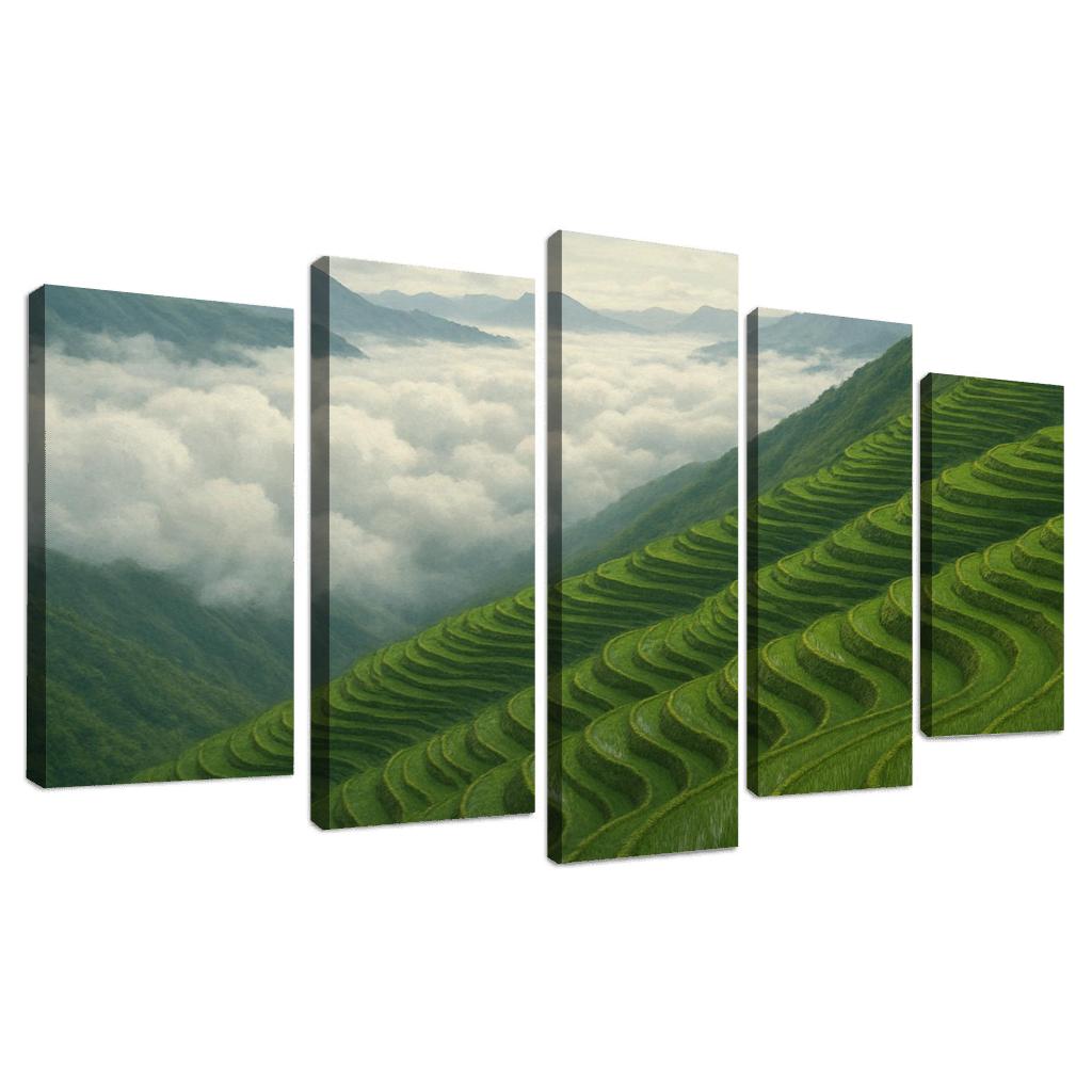 Emerald Terraces Above The Cloud Sea oil paintings frame