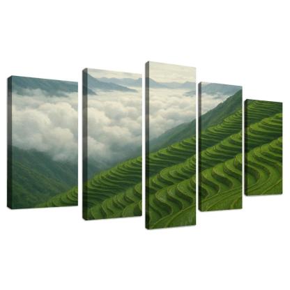 Emerald Terraces Above The Cloud Sea oil paintings frame