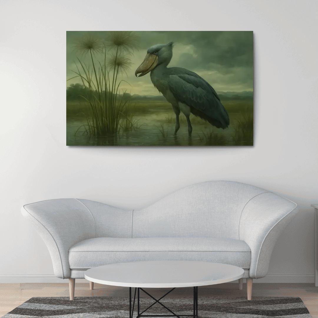 The Patient Shoebill In Papyrus Marsh modern paintings frame