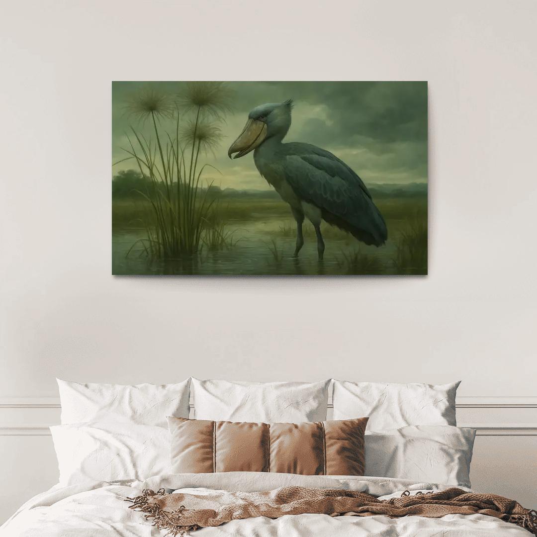 The Patient Shoebill In Papyrus Marsh modern paintings frame