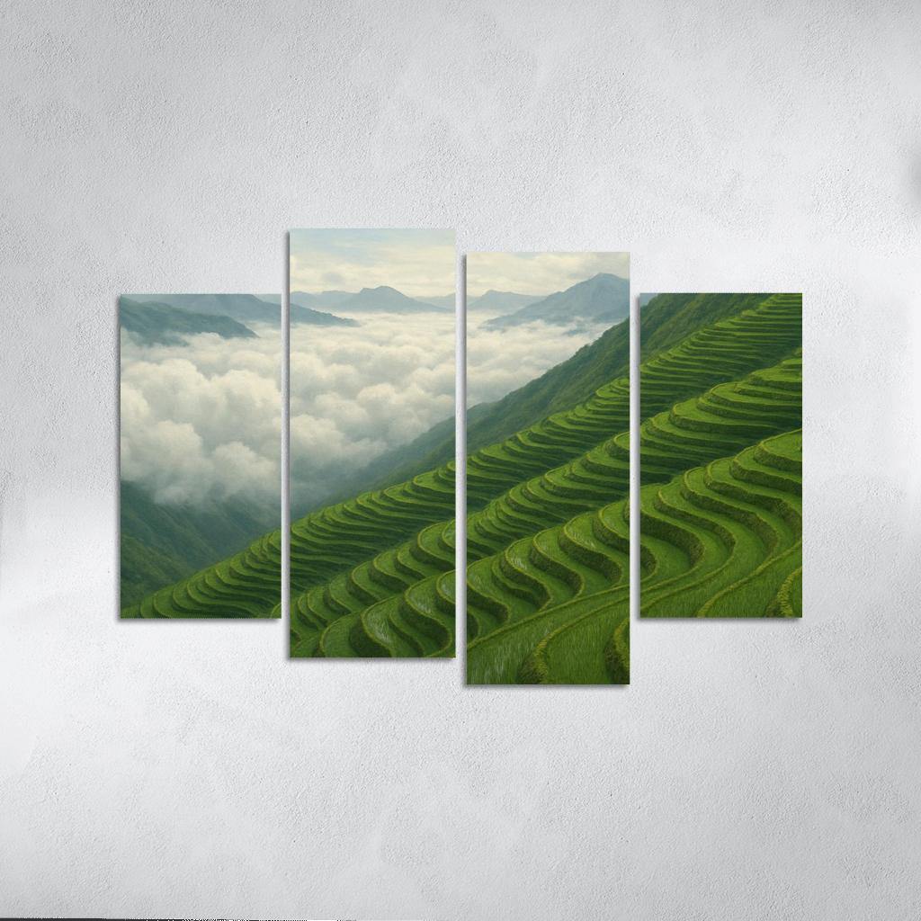 Emerald Terraces Above The Cloud Sea oil paintings frame