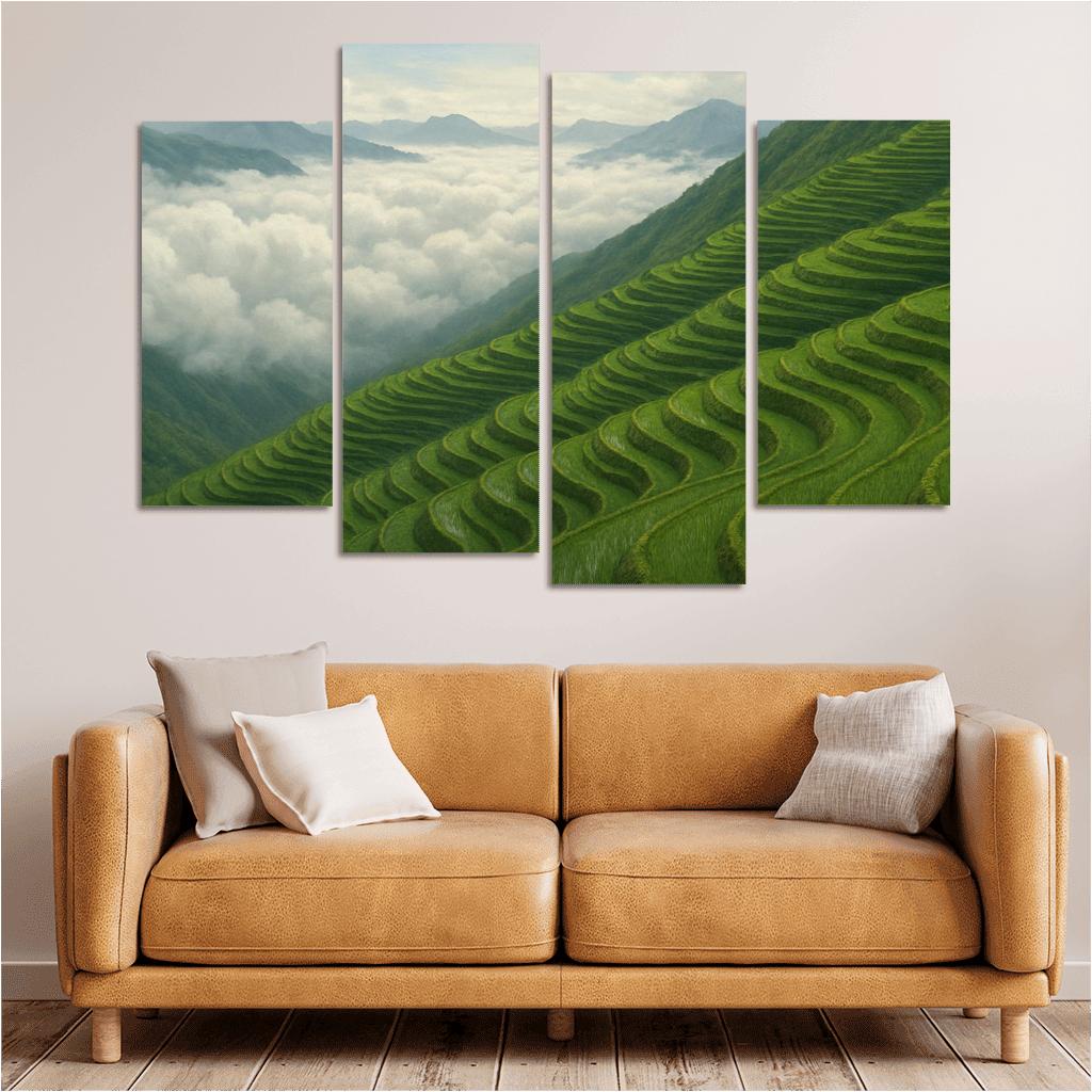 Emerald Terraces Above The Cloud Sea oil paintings frame
