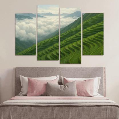 Emerald Terraces Above The Cloud Sea oil paintings frame