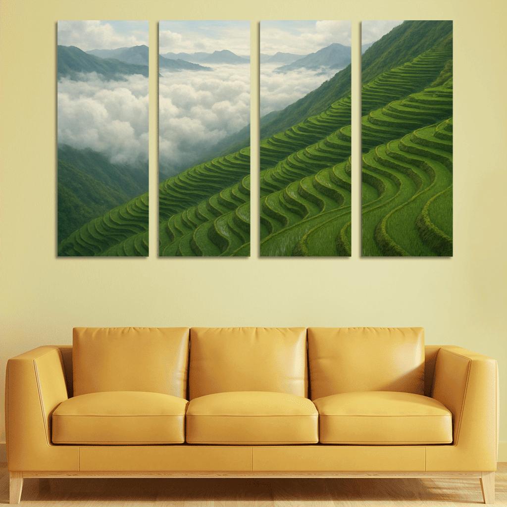 Emerald Terraces Above The Cloud Sea oil paintings frame