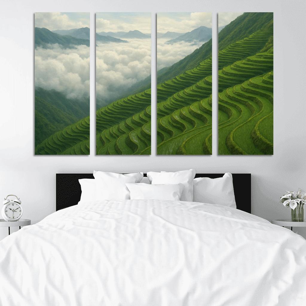 Emerald Terraces Above The Cloud Sea oil paintings frame