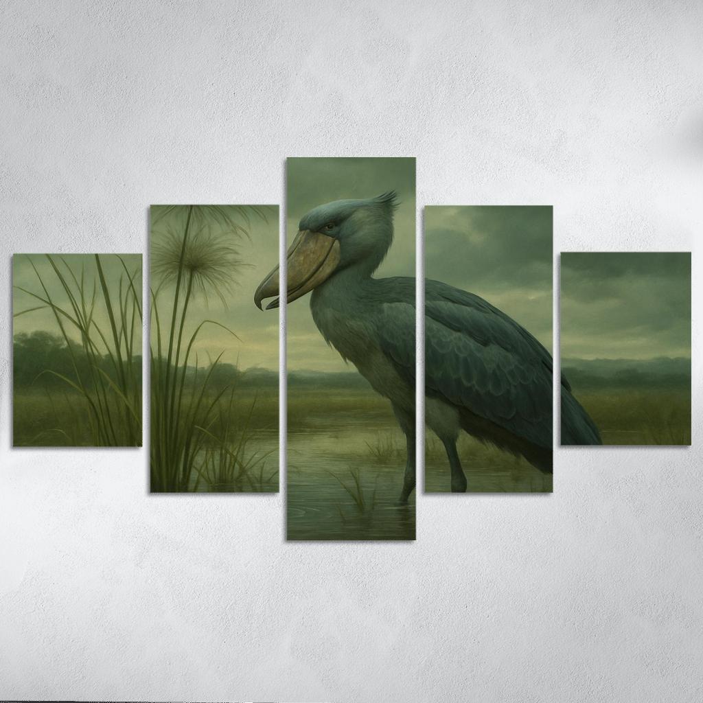 The Patient Shoebill In Papyrus Marsh modern paintings frame