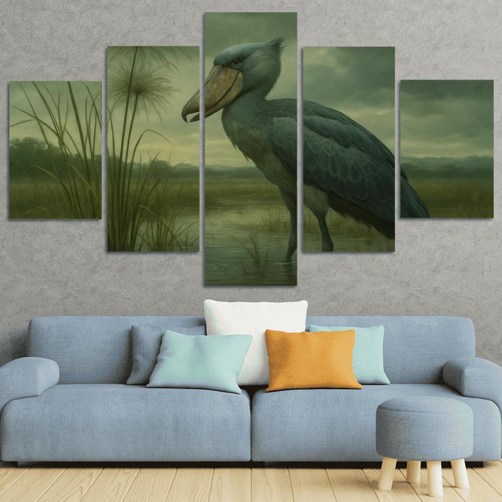The Patient Shoebill In Papyrus Marsh modern paintings frame