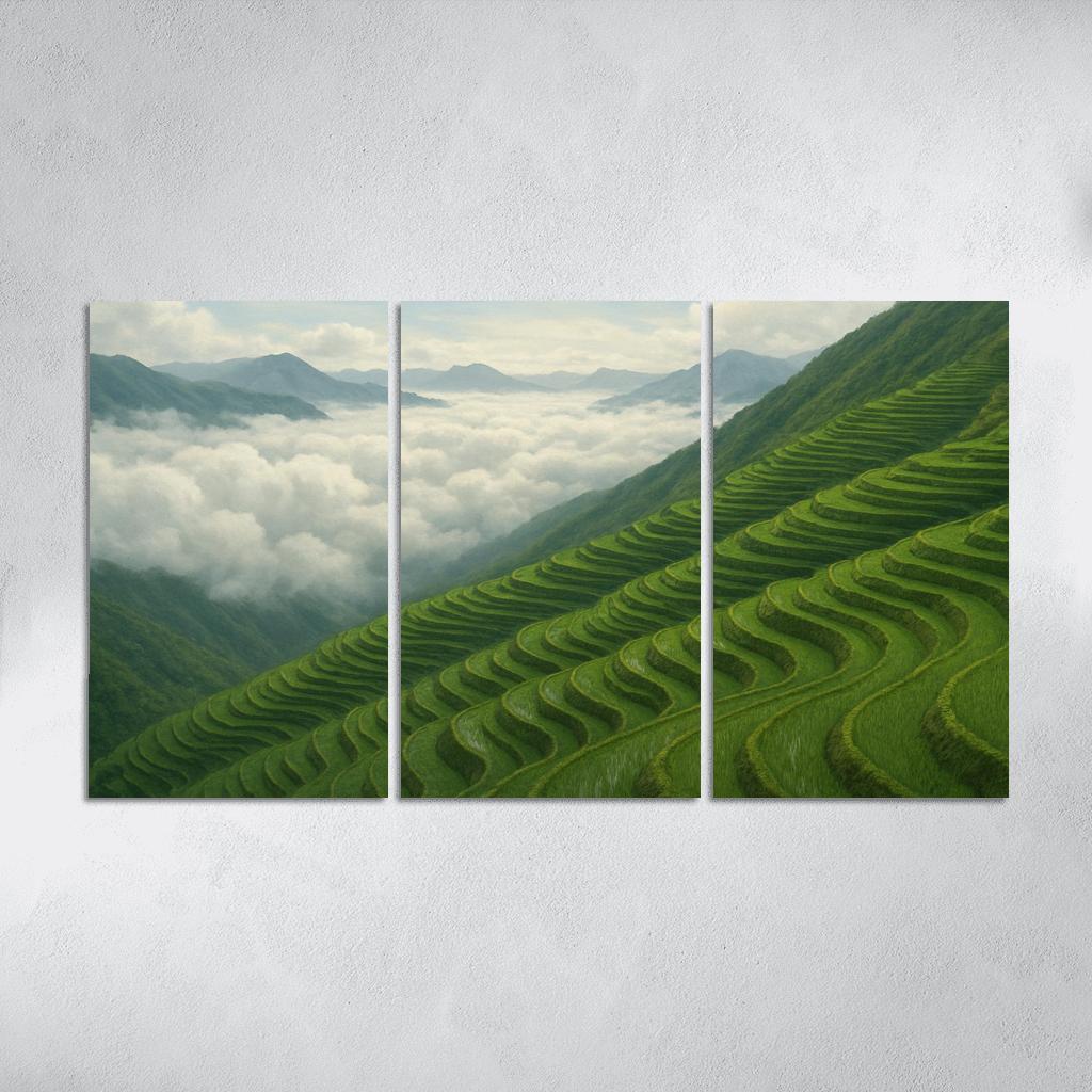 Emerald Terraces Above The Cloud Sea oil paintings frame