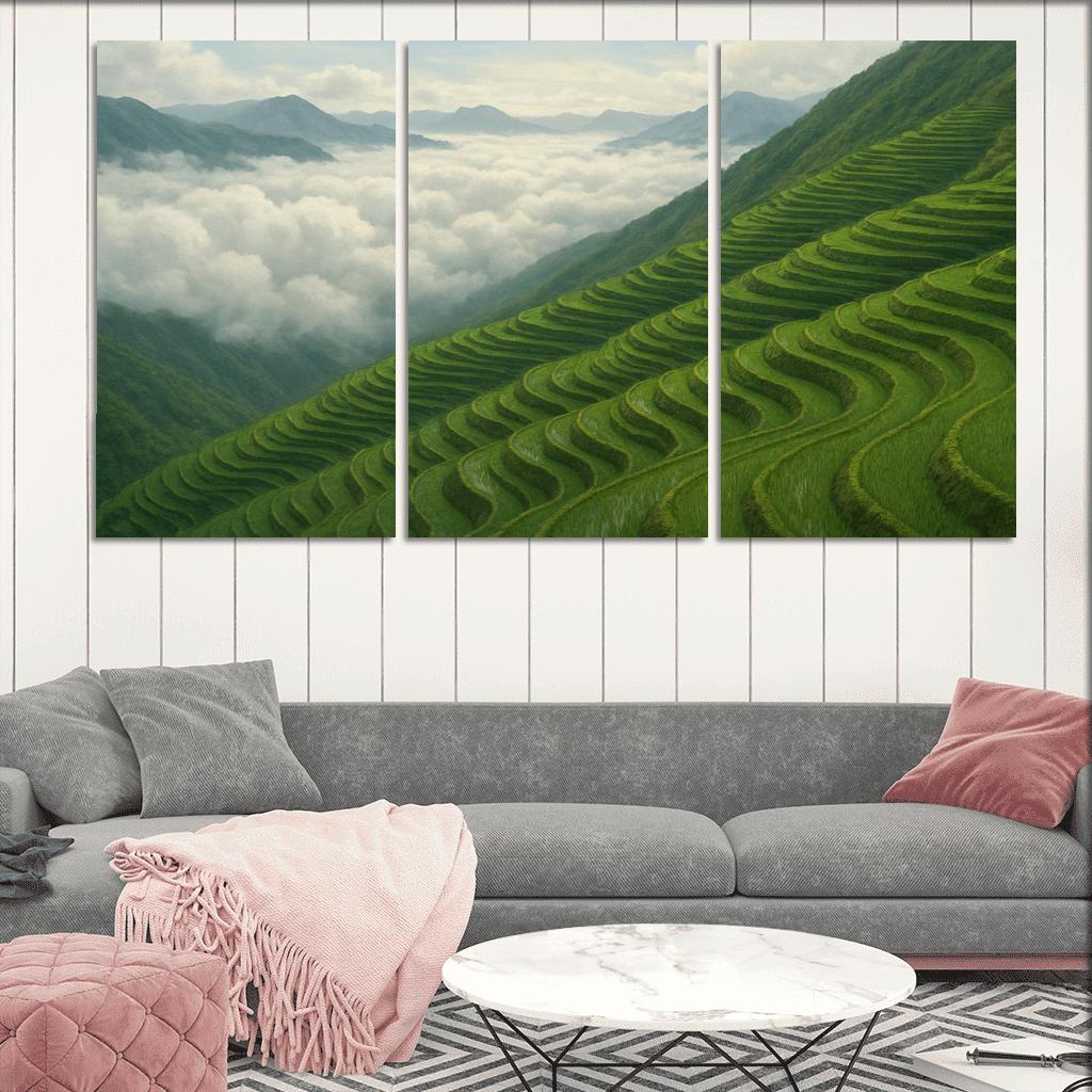 Emerald Terraces Above The Cloud Sea oil paintings frame