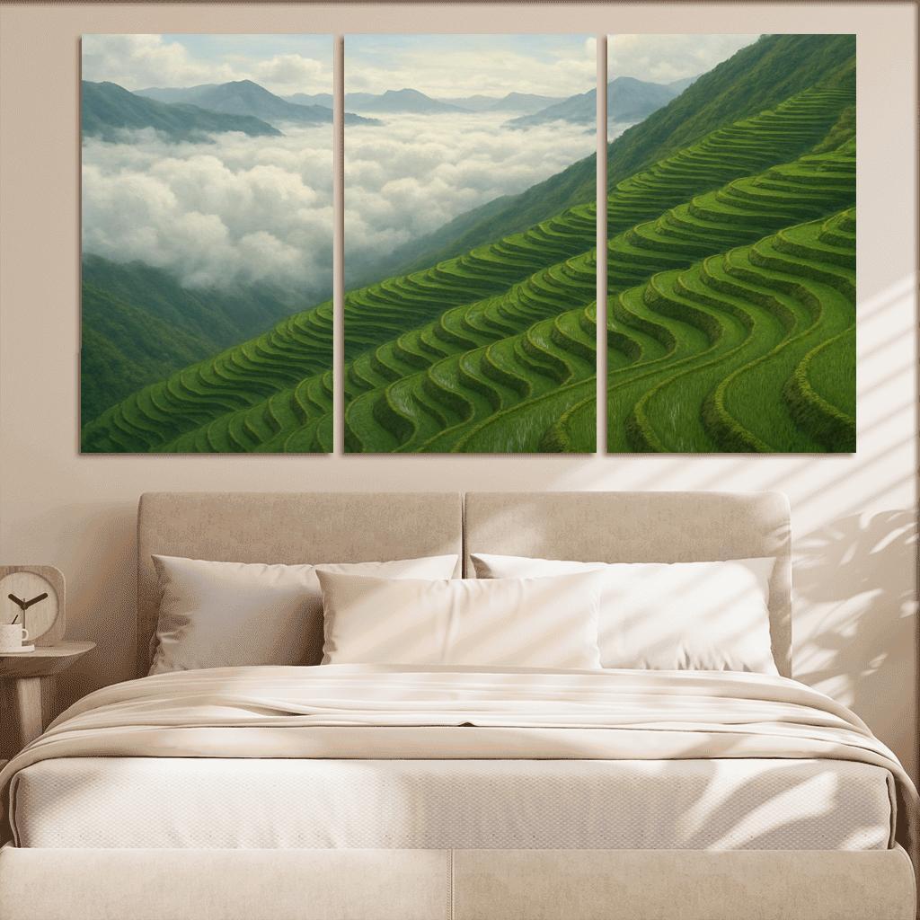Emerald Terraces Above The Cloud Sea oil paintings frame