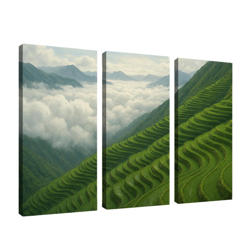 Emerald Terraces Above The Cloud Sea oil paintings frame