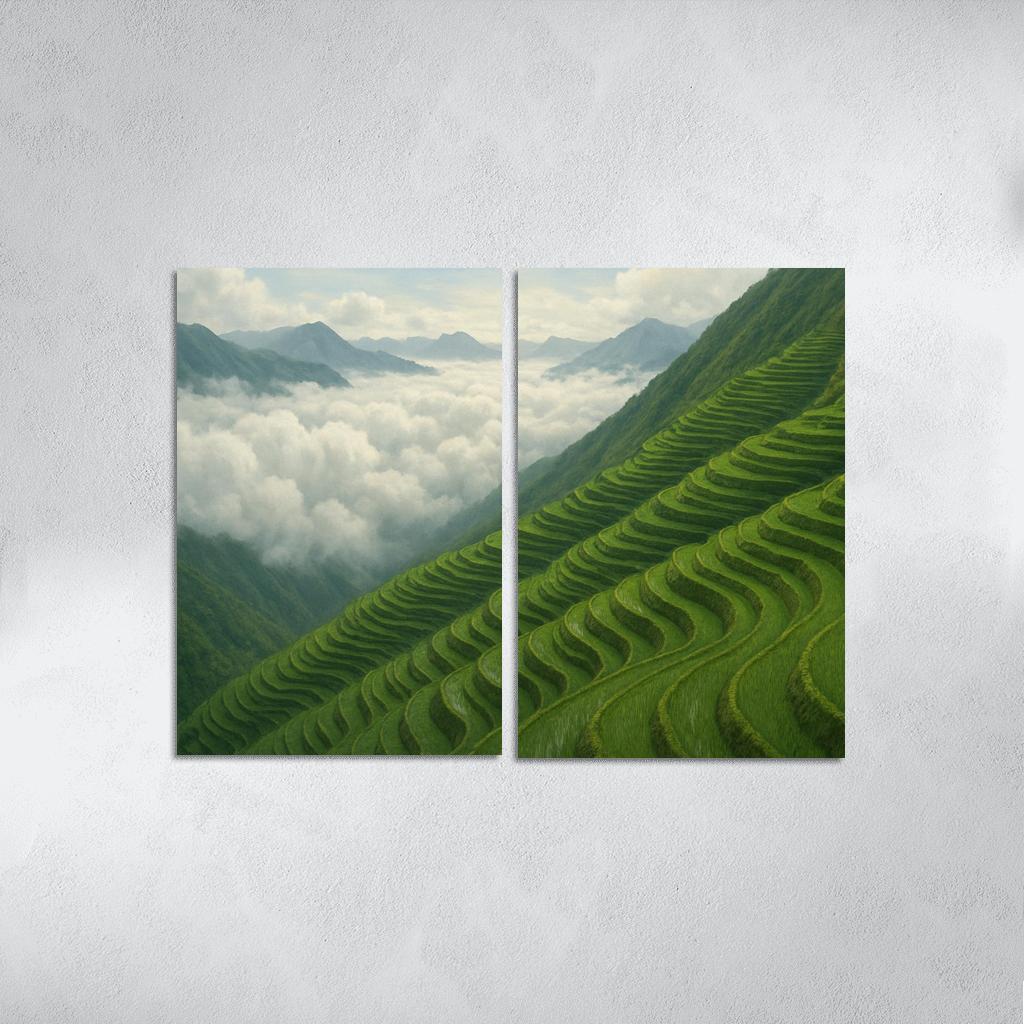 Emerald Terraces Above The Cloud Sea oil paintings frame