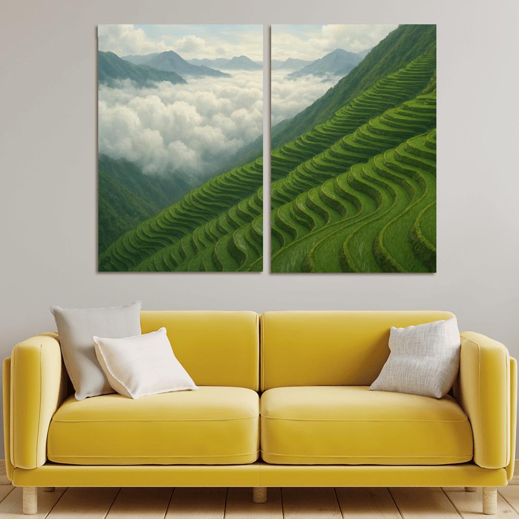 Emerald Terraces Above The Cloud Sea oil paintings frame