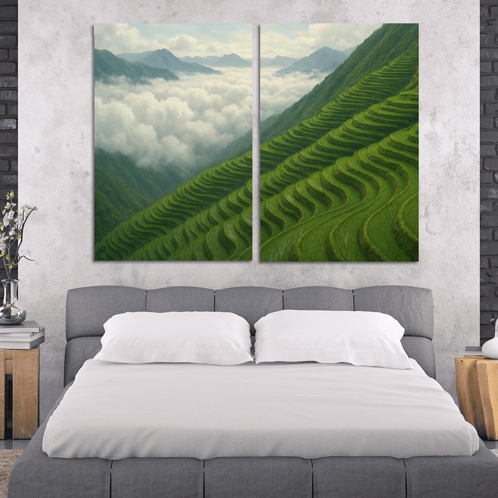 Emerald Terraces Above The Cloud Sea oil paintings frame