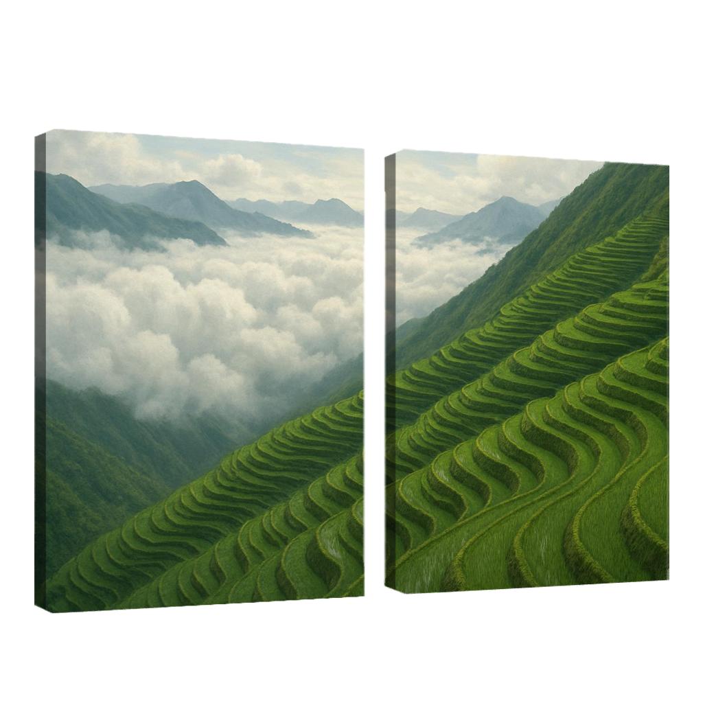 Emerald Terraces Above The Cloud Sea oil paintings frame