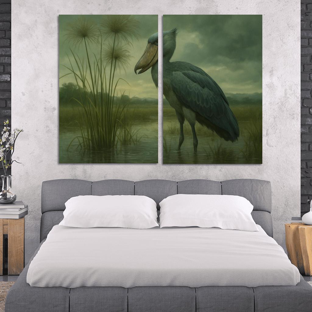 The Patient Shoebill In Papyrus Marsh modern paintings frame
