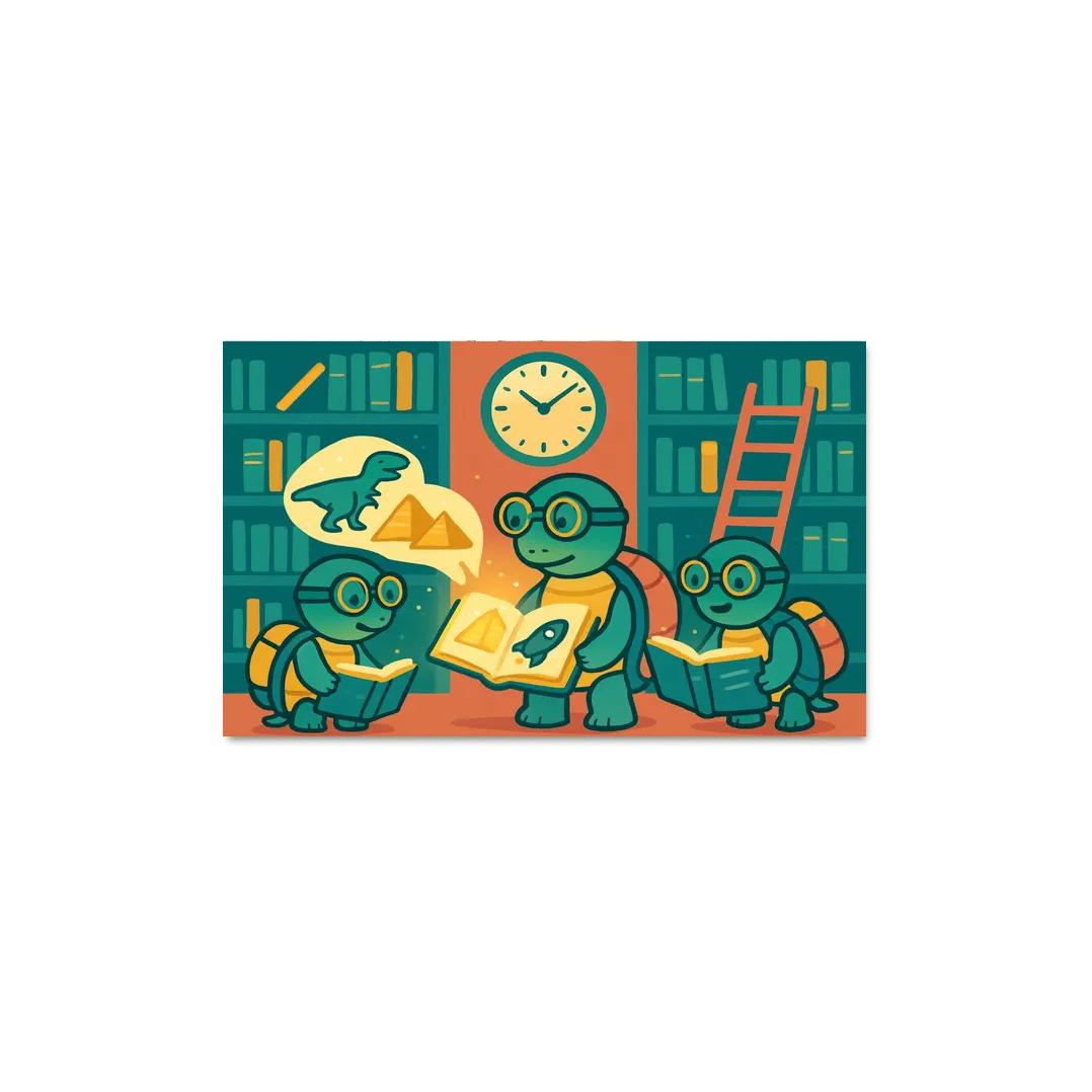 Time Traveling Turtles In The Library modern paintings frame