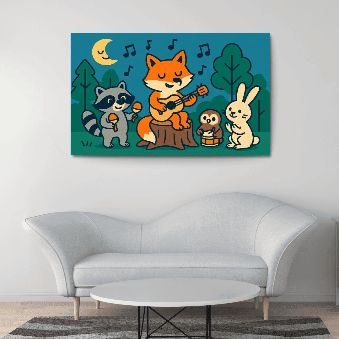 Moonlight Music With Forest Friends wall art
