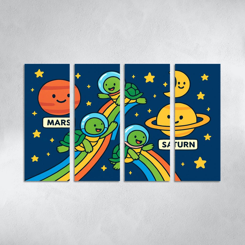 Time Traveling Turtles At The Solar System Playground framed paintings
