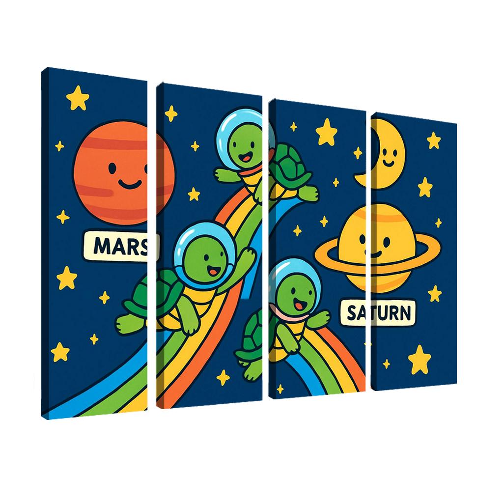 Time Traveling Turtles At The Solar System Playground framed paintings