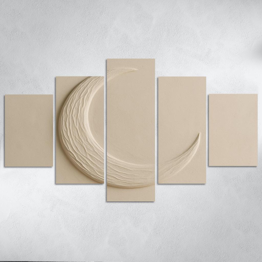 Sculpted Plaster Crescent Wall Relief canvas paintings frame